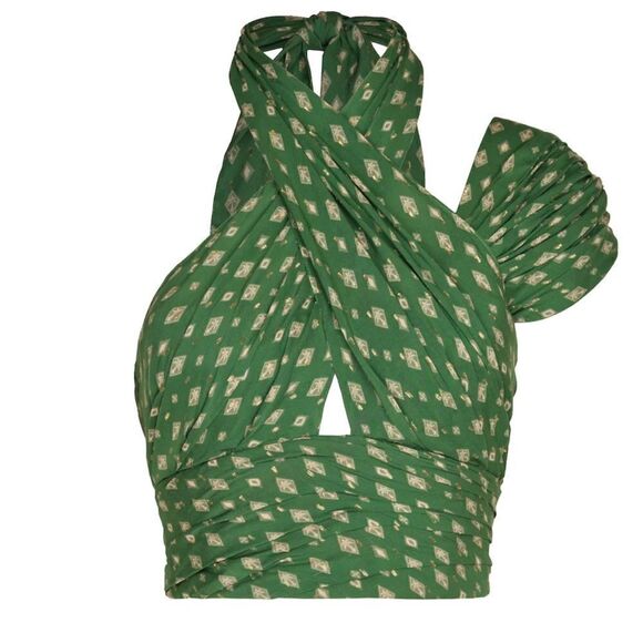 Johanna Ortiz Merecumbé Okeanos Tile Print Halter Top size 8 $1047 - Picture 6 of 14